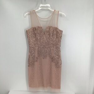 BCBGMaxAzaria Abigail Lace Sequined Wedding Party Cocktail Dress Blush Size 6